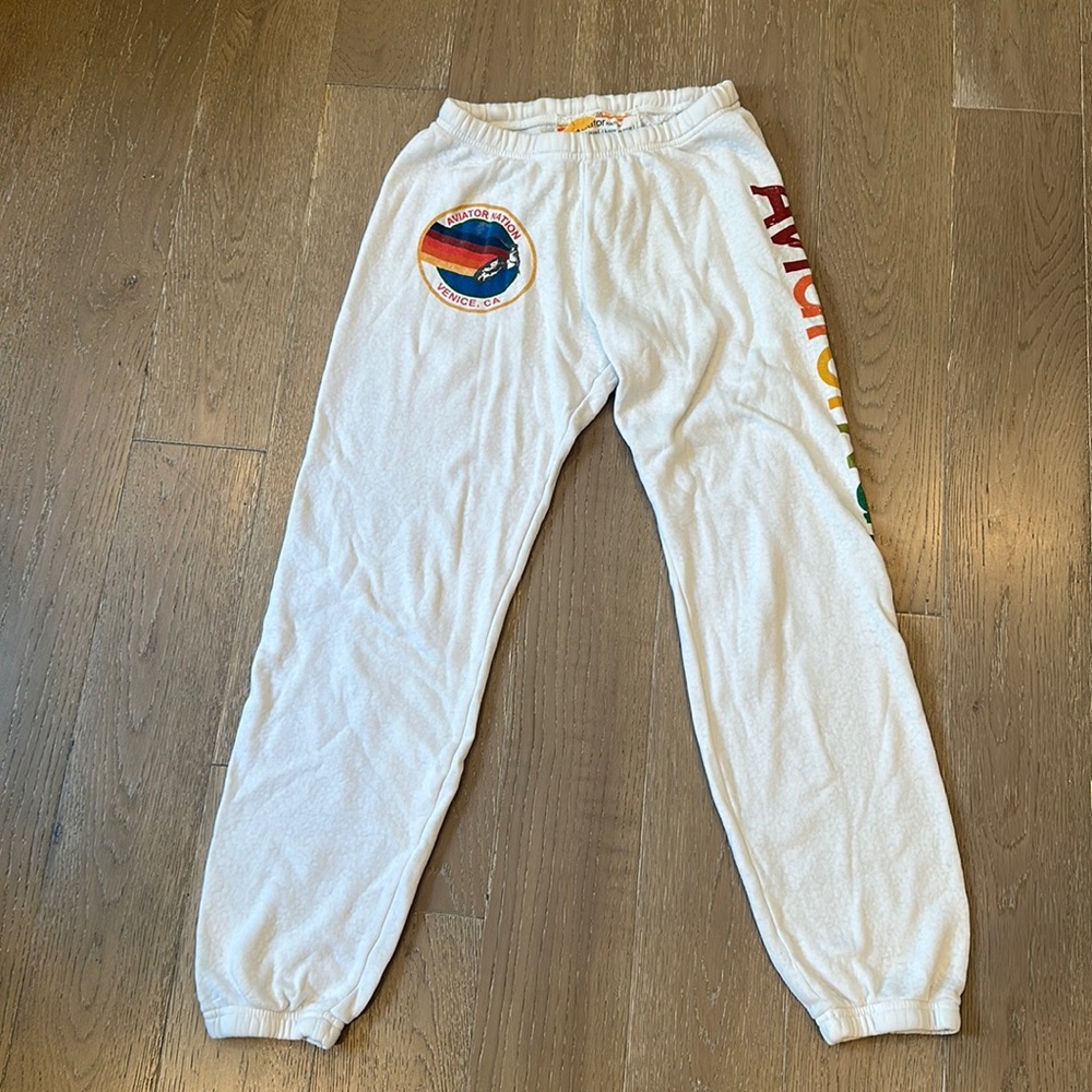 AVIATOR NATION WHITE SWEATPANTS
